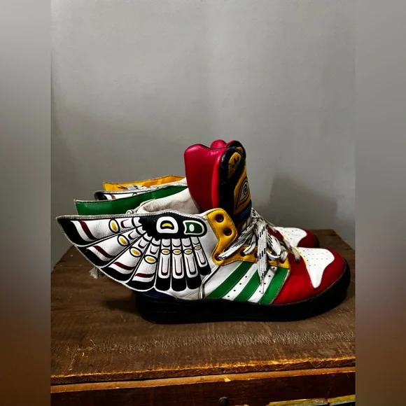 Adidas x Jeremy Scott Totem Pole Wings Sneakers Size 10 US Rare JS Tribal - Picture 3 of 13